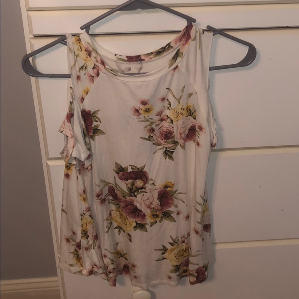 Girls floral cold shoulder top